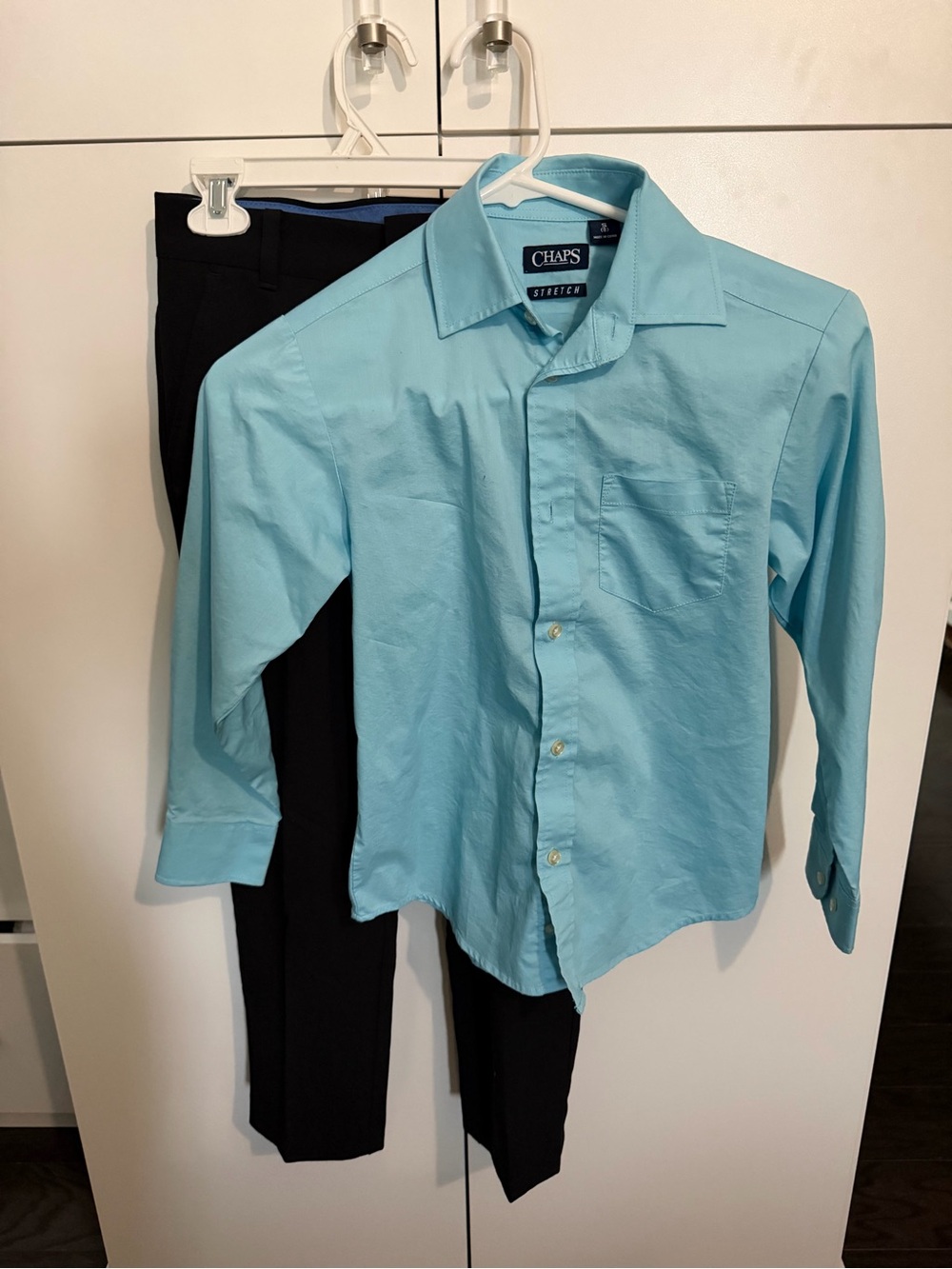 Chaps Boys Light Blue Dress Shirt with Izod Black Dress Pants
